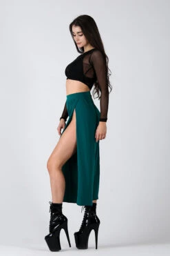 REV ACTIV Sensual Flow Pants (with Leg Slit) - Malachite -Lingerie Shop sensual malachite pants with slits 3