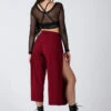 REV ACTIV Sensual Flow Pants (with Leg Slit) - Wine -Lingerie Shop sensual wine pants with slits 1