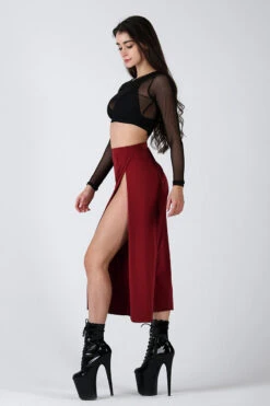 REV ACTIV Sensual Flow Pants (with Leg Slit) - Wine -Lingerie Shop sensual wine pants with slits 3