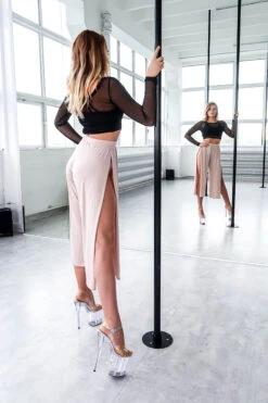 REV ACTIV Sensual Flow Pants (with Leg Slit) - Beige 9 REV ACTIV Sensual Flow Pants (with Leg Slit) - Beige -Lingerie Shop spodnieexoticsensualnudeside