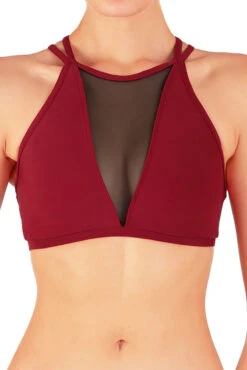 Dragonfly Victoria Sports Bra - Burgundy Mesh -Lingerie Shop vmb
