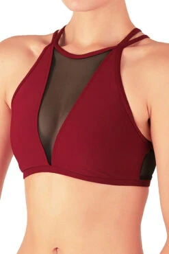 Dragonfly Victoria Sports Bra - Burgundy Mesh -Lingerie Shop vmb2