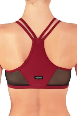 Dragonfly Victoria Sports Bra - Burgundy Mesh -Lingerie Shop vmb3