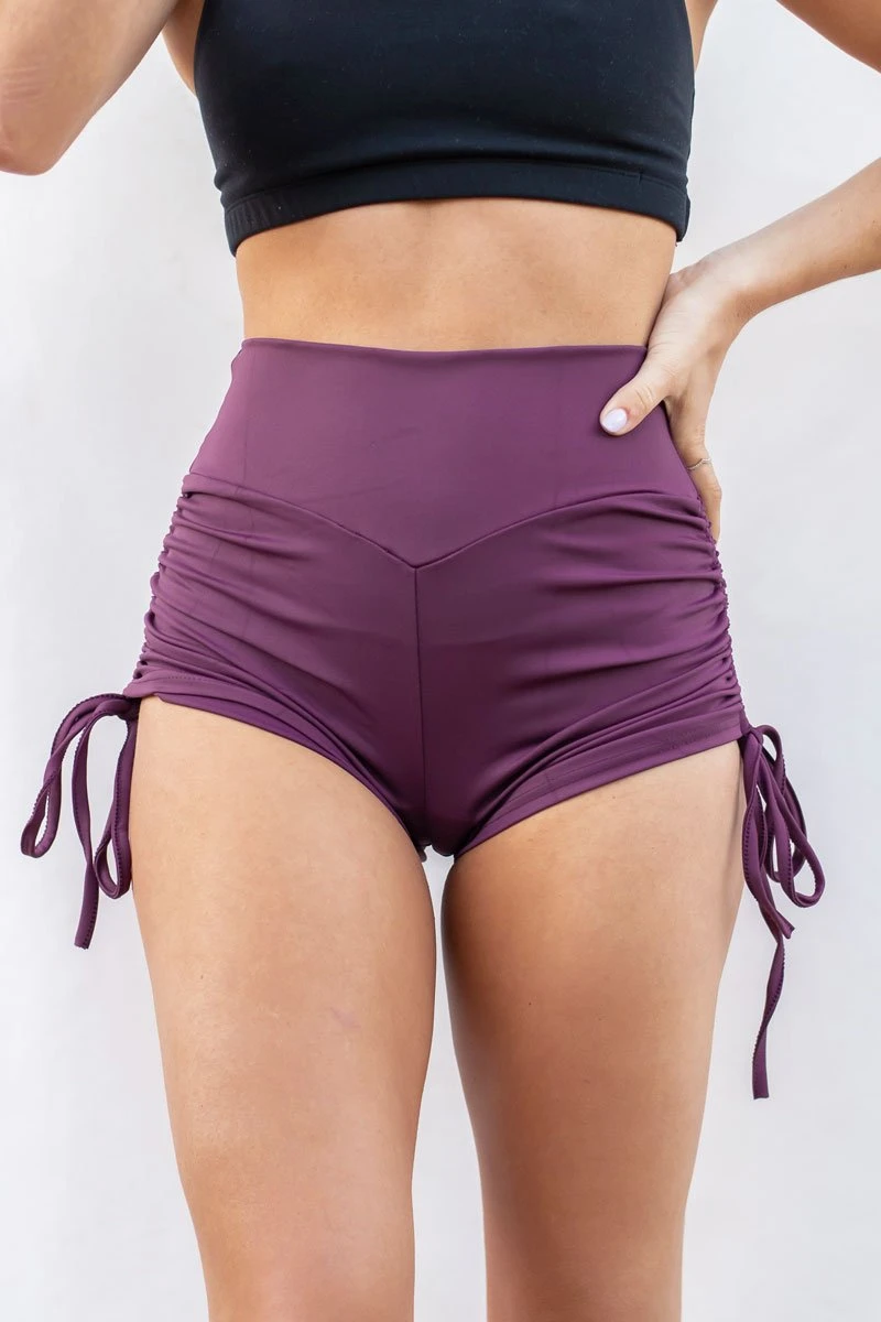 Lunalae High Waist Drawstring Bottoms - Recycled Mulberry 3 Lunalae High Waist Drawstring Bottoms - Recycled Mulberry