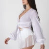 REV ACTIV Mesh Wrap Blouse - White -Lingerie Shop white mesh shirt pleasure